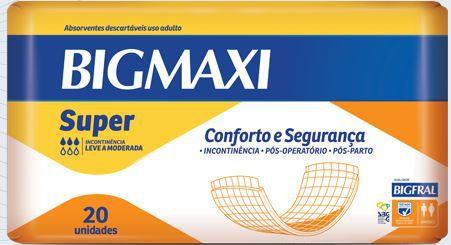 Absorvente Geriátrico BigMaxi ( Tam. G - Pct c/ 20 Unds. ) - Bigfral Menor preço em Absorvente Geriátrico BigMaxi ( Tam. G - Pct c/ 20 Unds. ) - Bigfral