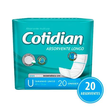 Absorvente Geriátrico Longo Cotidian Unissex 20 Unidades Menor preço em Absorvente Geriátrico Longo Cotidian Unissex 20 Unidades