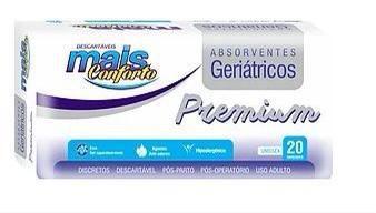Absorvente geriátrico pct com 20 unidades - premium - MAIS CONFORTO Menor preço em Absorvente geriátrico pct com 20 unidades - premium - MAIS CONFORTO