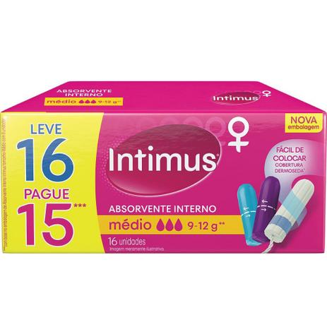 Menor preço em Absorvente Interno Intimus Médio Leve 16 Pague 15 - 16 unidades
