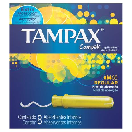 Absorvente Interno Tampax Compak Regular 8 unidades Menor preço em Absorvente Interno Tampax Compak Regular 8 unidades