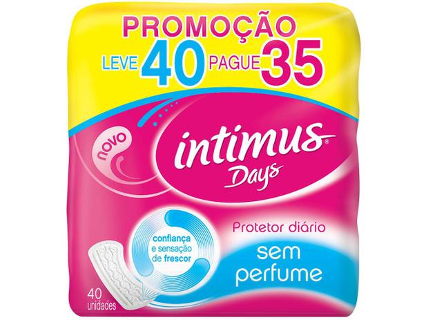 Absorvente Intimus Days Protetor Diário sem Abas - 40 Unidades Menor preço em Absorvente Intimus Days Protetor Diário sem Abas - 40 Unidades