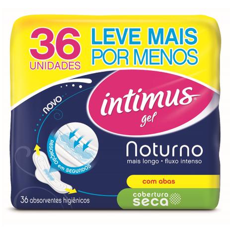 Absorvente Intimus Gel Noturno Cobertura Seca C/Abas - 36unidades Menor preço em Absorvente Intimus Gel Noturno Cobertura Seca C/Abas - 36unidades