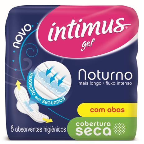 Absorvente Intimus Gel Noturno Cobertura Seca com Abas 8 Unidades Menor preço em Absorvente Intimus Gel Noturno Cobertura Seca com Abas 8 Unidades