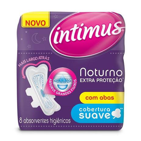Absorvente Intimus Gel Noturno Extra Proteção Suave Com Abas Com 8 Menor preço em Absorvente Intimus Gel Noturno Extra Proteção Suave Com Abas Com 8