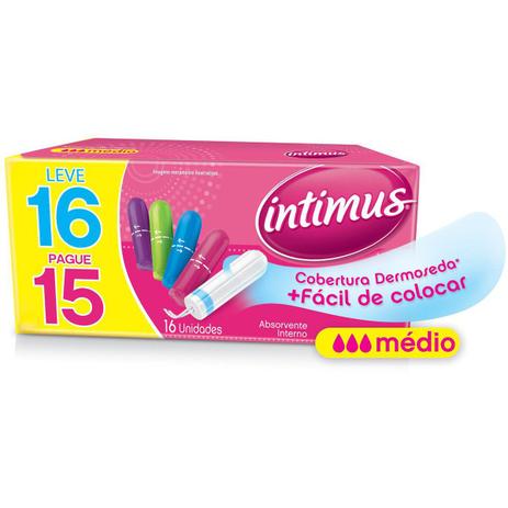 Absorvente Intumus Interno Médio - Contém 16 - Intimus Menor preço em Absorvente Intumus Interno Médio - Contém 16 - Intimus