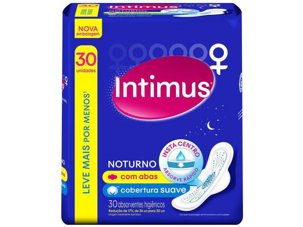 Absorvente Noturno Intimus com Abas Grande - 30 Unidades Menor preço em Absorvente Noturno Intimus com Abas Grande - 30 Unidades
