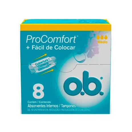 Absorvente O.B Pro Comfort Médio Com 8 Unidades - Ob Menor preço em Absorvente O.B Pro Comfort Médio Com 8 Unidades - Ob