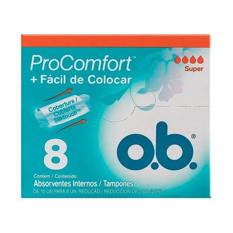 Absorvente O.B Pro Comfort Super Com 8 Unidades - Ob Menor preço em Absorvente O.B Pro Comfort Super Com 8 Unidades - Ob