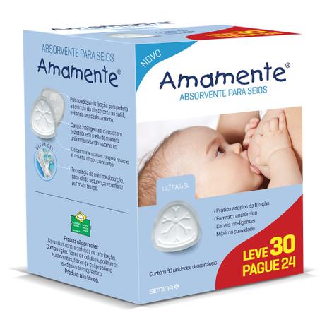 Absorvente Para Seios Amamente 30 Unidades Menor preço em Absorvente Para Seios Amamente 30 Unidades