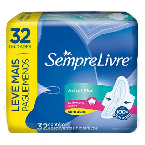 Menor preço em Absorvente Sempre Livre Adapt Plus Suave Com Abas 32 Unidades