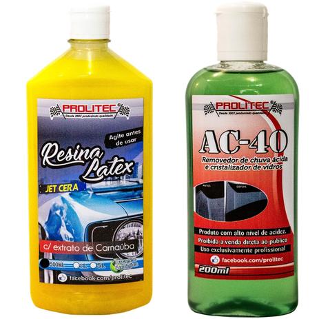 AC-40 Removedor chuva ácida 200 ml+ Resina latex 500 ml Prolitec Menor preço em AC-40 Removedor chuva ácida 200 ml+ Resina latex 500 ml Prolitec