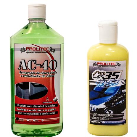 AC-40 Removedor de chuva ácida 500 ml + CR-35 cera liquida 200 ml - Prolitec Menor preço em AC-40 Removedor de chuva ácida 500 ml + CR-35 cera liquida 200 ml - Prolitec