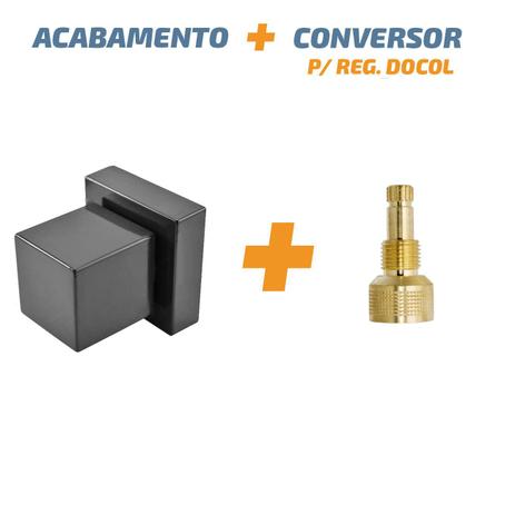 Acabamento Preto Quadrado Abs Registro 1/2 3/4 P/ Reg Docol - Tik de Casa é boa?