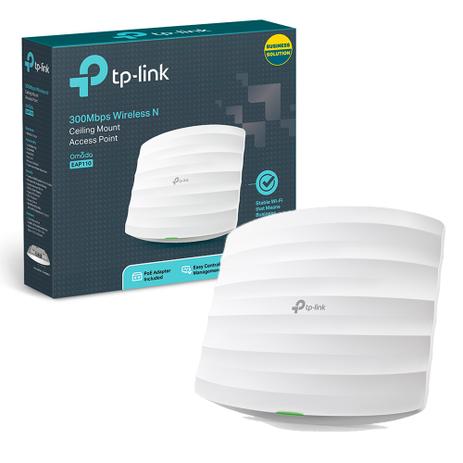 Access Point TP-Link Wi-Fi N300 Mbps Fonte PoE Montável em Teto Check-in Facebook Omada - EAP110 Menor preço em Access Point TP-Link Wi-Fi N300 Mbps Fonte PoE Montável em Teto Check-in Facebook Omada - EAP110