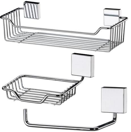 Acessórios Organizadores Para Banheiro Conjunto 3 Peças Aço Inox - Future Menor preço em Acessórios Organizadores Para Banheiro Conjunto 3 Peças Aço Inox - Future