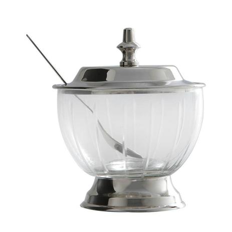 Menor preço em Açucareiro de Vidro com Tampa e Colher de Aço Inox Optic Glass Rojemac Prata