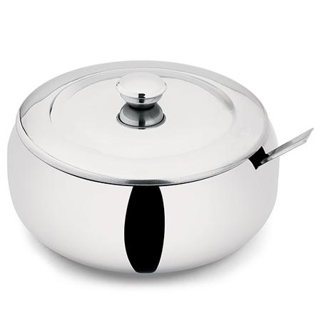 Acucareiro / farinheiro de inox com colher 500ml 14cm - Wester Menor preço em Acucareiro / farinheiro de inox com colher 500ml 14cm - Wester