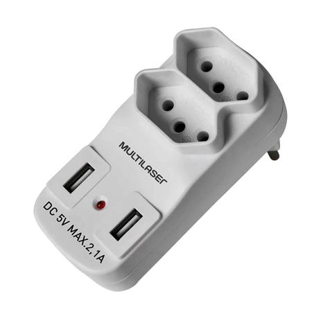 Adaptador De Tomada Multilaser Wi331 Bivolt 2 Saídas 2 Portas USB Menor preço em Adaptador De Tomada Multilaser Wi331 Bivolt 2 Saídas 2 Portas USB