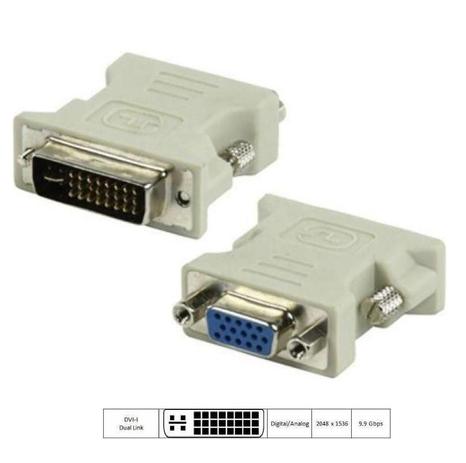Adaptador Dvi-I Dual Link 24+5 Pinos Macho Para Vga Fêmea - Exbom Menor preço em Adaptador Dvi-I Dual Link 24+5 Pinos Macho Para Vga Fêmea - Exbom