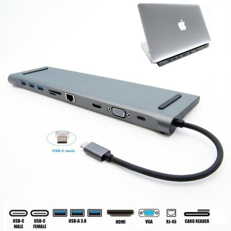 Adaptador Hub 10 Em 1 Type C Para Hdmi + Usb + Hdmi 4k + Vga + SXDC - Baseus Menor preço em Adaptador Hub 10 Em 1 Type C Para Hdmi + Usb + Hdmi 4k + Vga + SXDC - Baseus