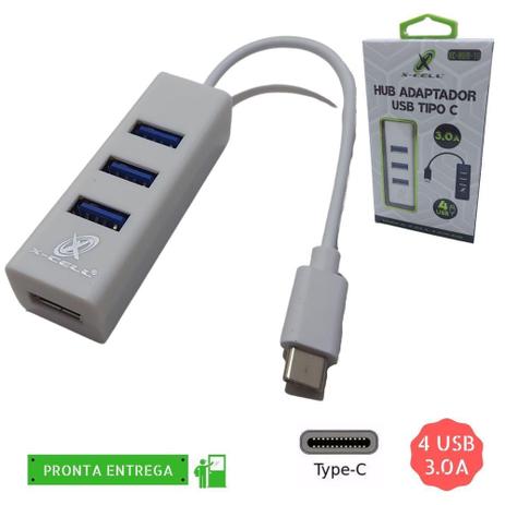 Adaptador Hub 4 Portas Usb C Tipo C Para Android Usb 3.0 Dados 5Gbps - X-Cell Menor preço em Adaptador Hub 4 Portas Usb C Tipo C Para Android Usb 3.0 Dados 5Gbps - X-Cell