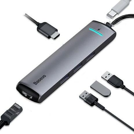 Adaptador Hub Usb-c 3.1 Thunderbolt 3 Rj45 Hdmi 4k Baseus Menor preço em Adaptador Hub Usb-c 3.1 Thunderbolt 3 Rj45 Hdmi 4k Baseus