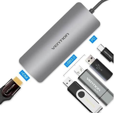 Adaptador Hub Usb-c Thunderbolt 3 Macbook Pro Air iPad Pro - Vention Menor preço em Adaptador Hub Usb-c Thunderbolt 3 Macbook Pro Air iPad Pro - Vention