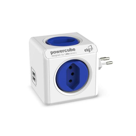 Adaptador Múltiplo 4 Tomadas 2 USB PowerCube PWC-R4U Azul - Elg Menor preço em Adaptador Múltiplo 4 Tomadas 2 USB PowerCube PWC-R4U Azul - Elg