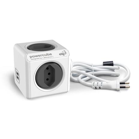 Adaptador Múltiplo 4 Tomadas Bivolt 2 USB PowerCube PWC-X4U - Elg Menor preço em Adaptador Múltiplo 4 Tomadas Bivolt 2 USB PowerCube PWC-X4U - Elg