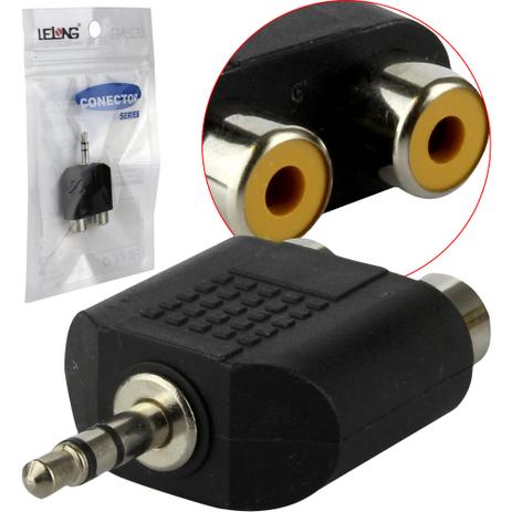 Adaptador P2 para 2 RCA Femea Amarelo -OEM P2XRCA Lelong Menor preço em Adaptador P2 para 2 RCA Femea Amarelo -OEM P2XRCA Lelong
