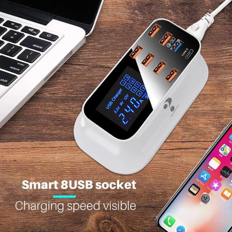 ADAPTADOR SMART 8 PORTAS USB SOCKET MOD YC-CDA19Q 40W - QC 3.0 TURBO - Carregador rápido 3.0 ADAPTADOR USB - TIME TECHNOLOGY Menor preço em ADAPTADOR SMART 8 PORTAS USB SOCKET MOD YC-CDA19Q 40W - QC 3.0 TURBO - Carregador rápido 3.0 ADAPTADOR USB - TIME TECHNOLOGY