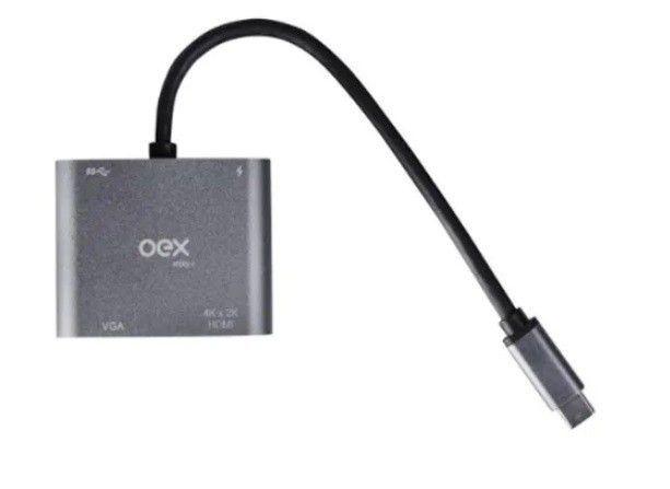 Adaptador TYPE C 4 Em 1 AD400 - HDMI 4K - VGA - USB 3.0 - USB-C (PD) - OEX Menor preço em Adaptador TYPE C 4 Em 1 AD400 - HDMI 4K - VGA - USB 3.0 - USB-C (PD) - OEX