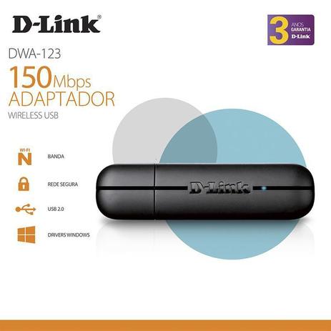 Adaptador USB D-LINK 2.0 Wireless 150MBPS - DWA-123 - Dlink Menor preço em Adaptador USB D-LINK 2.0 Wireless 150MBPS - DWA-123 - Dlink