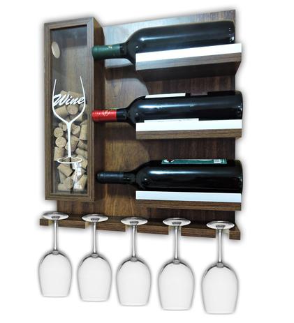 Adega de Madeira MDF Suporte Vinhos Porta taças Porta Rolhas Decoração 41x45cm Imbuia - Soul Fins Menor preço em Adega de Madeira MDF Suporte Vinhos Porta taças Porta Rolhas Decoração 41x45cm Imbuia - Soul Fins