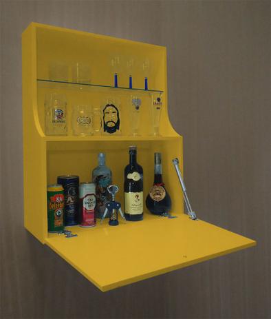 Adega Mini Bar Armário Suspenso para Bebidas Copos e Taças Porta Basculante - Amarelo Laca - Formalivre Menor preço em Adega Mini Bar Armário Suspenso para Bebidas Copos e Taças Porta Basculante - Amarelo Laca - Formalivre