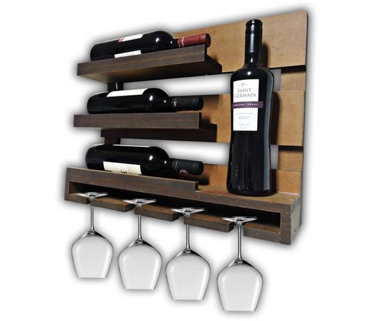Adega Vinhos De Parede Madeira MDF Porta Taças Bar Barzinho MDF Tabaco Fosco - Soul Fins Menor preço em Adega Vinhos De Parede Madeira MDF Porta Taças Bar Barzinho MDF Tabaco Fosco - Soul Fins