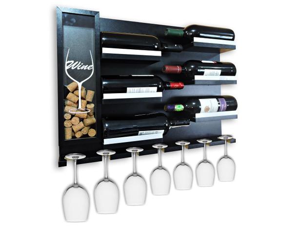 Adega Vinhos Para Sala Aparador De Parede porta taças rolhas Madeira MDF Suporte 63x45cm Preto - Soul fins Menor preço em Adega Vinhos Para Sala Aparador De Parede porta taças rolhas Madeira MDF Suporte 63x45cm Preto - Soul fins