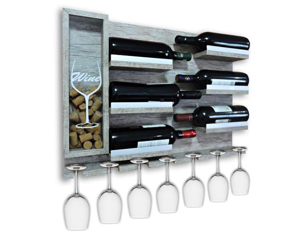 Adega Vinhos Para Sala Aparador De Parede porta taças rolhas Madeira MDF Suporte 63x45cm Vintage - Soul fins é boa?