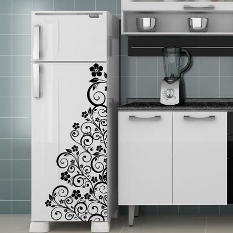 Adesivo De Geladeira Flores Preto Casa Harmonia Adesivo Decorativo Magazine Luiza