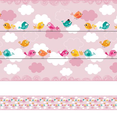 Adesivo de Parede Faixa Decorativa Infantil Pássaros no Fio 6m x 15cm - Quartinhos é boa?