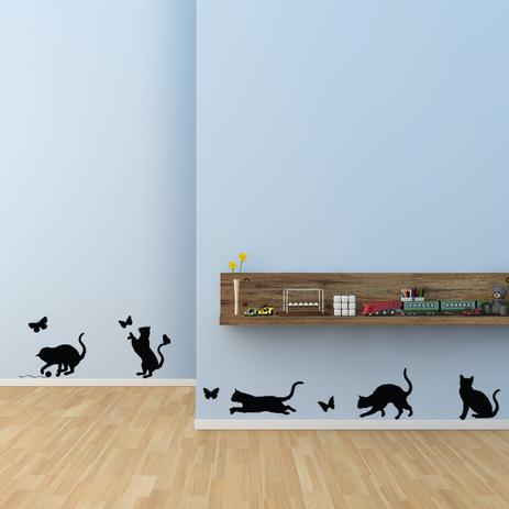 Adesivo de Parede Gatos Preto - Quartinhos Menor preço em Adesivo de Parede Gatos Preto - Quartinhos