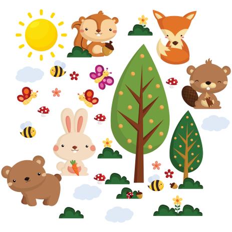 Adesivo de Parede Infantil Árvore Animais Outono - Quartinhos Menor preço em Adesivo de Parede Infantil Árvore Animais Outono - Quartinhos