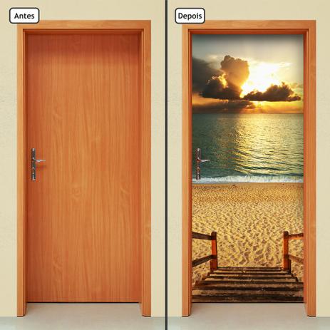 Adesivo Decorativo de Porta - Praia - Pôr do Sol - 185cnpt - Allodi Menor preço em Adesivo Decorativo de Porta - Praia - Pôr do Sol - 185cnpt - Allodi