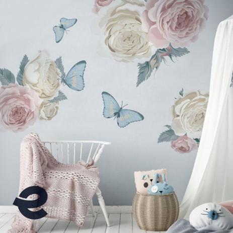 Adesivo kit infantil pintura quarto flores e borboletas - Conspecto Menor preço em Adesivo kit infantil pintura quarto flores e borboletas - Conspecto