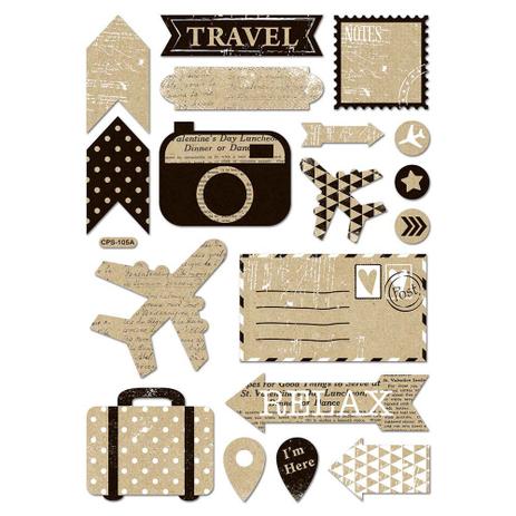 Adesivo Kraft Decorativo Viagem 4 Cartelas AD6536 - Toke e Crie é boa?