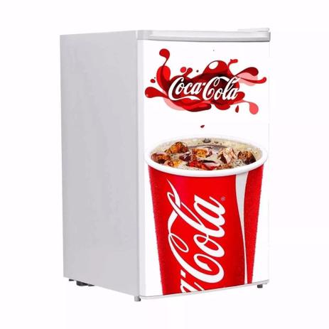 Menor preço em Adesivo Para Envelopamento De Frigobar Coca Cola Copo Fundo Branco Porta 90 X 60 cm - Sunset adesivos