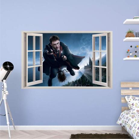 Adesivo Parede - Janela 3D - Castelo Harry Potter - Hogwarts - Modelo 02 - Micro oficina Menor preço em Adesivo Parede - Janela 3D - Castelo Harry Potter - Hogwarts - Modelo 02 - Micro oficina