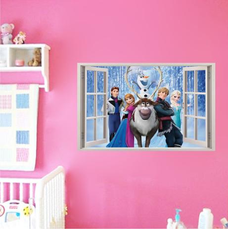 Adesivo Parede - Janela 3D - Frozen - Elsa - Disney - Modelo 02 - Micro oficina Menor preço em Adesivo Parede - Janela 3D - Frozen - Elsa - Disney - Modelo 02 - Micro oficina