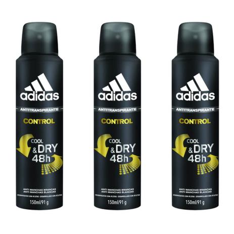 Adidas Control Masculino Desodorante Aerosol 150ml (Kit C/03) Menor preço em Adidas Control Masculino Desodorante Aerosol 150ml (Kit C/03)